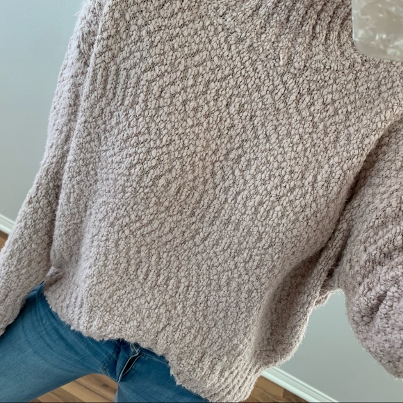 ❌SOLD • Dusty Mauve Popcorn Cowl-neck Sweater - Picture 3 of 7